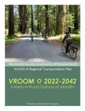 VROOM 2022-2024 front cover (people riding bicycles on a road along redwoods trees))