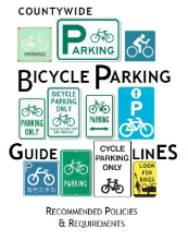 Cover of Bicycle Parking Guidelines (with images of different bicycle parking signage)